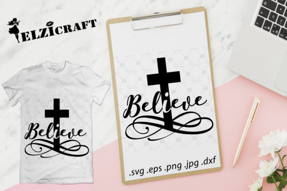 Believe Easter Cross Graphics for Faith Crafts